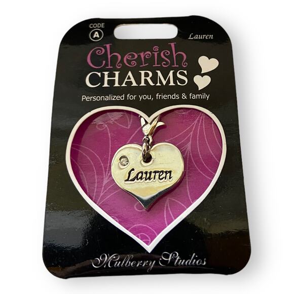 Cherish Charms LAUREN Name Bracelet Charm NEW NWT Silvertone Silver Tone - Picture 1 of 3
